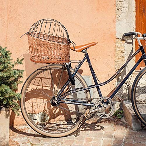 Cesta de bicicleta para perro, cesta de bicicleta, soporte trasero de sauce de sauce para bicicleta, pequeña mascota gato perro jaula portador para bicicletas