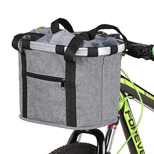 Cesta Desmontable para Bicicleta Frente para Bicicleta Soporte para Mascotas Bolsa Delantera de Lona Marco de Aleación de Aluminio Cesta para Mascotas