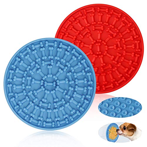 CestMall 2 pcs Dog Lick Pad, Bath & Grooming Alimentadores lentos, Dog Lick Plate Silicona Alfombrilla de alimentación para Mascotas Alimentador Lento para Perros con Ventosa