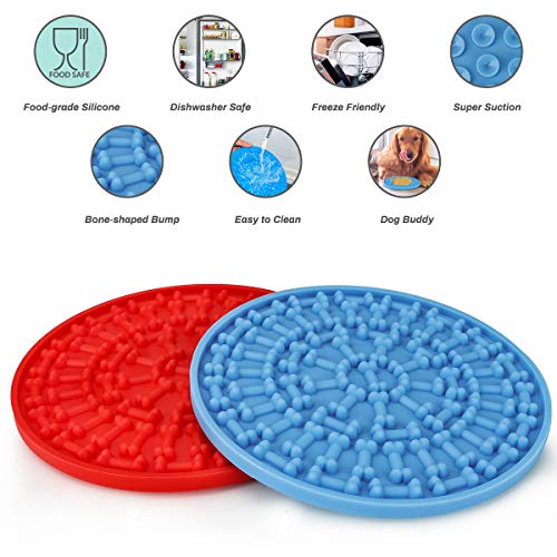 CestMall 2 pcs Dog Lick Pad, Bath & Grooming Alimentadores lentos, Dog Lick Plate Silicona Alfombrilla de alimentación para Mascotas Alimentador Lento para Perros con Ventosa