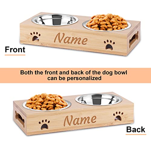 CGFN Personalizados Cuenco para Mascotas, Cuenco para Perros con Nombre, Comederos para Perros Gatos - Nombre y Texto Personalizables, Recomendado para Perro Pequeño y Mediano o Gato (350ml x 2)