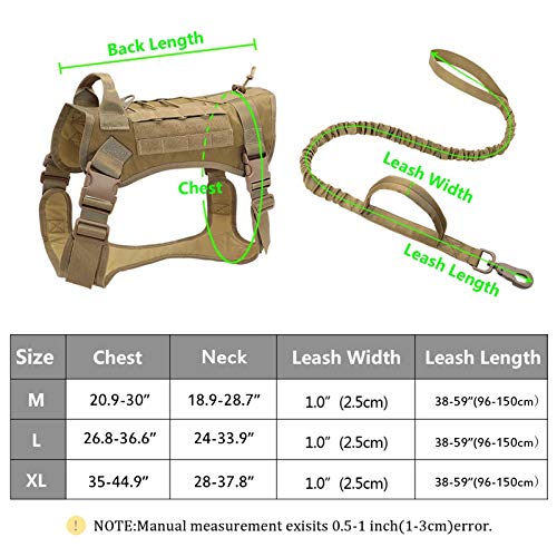 Chaleco De Entrenamiento Táctico para Perros con Correa,Perros De Entrenamiento Y De Trabajo,Arnés Táctico para Perro, Molle Patrol K9 Arnés para Perro para Perros Medianos, Grandes,Verde,XL