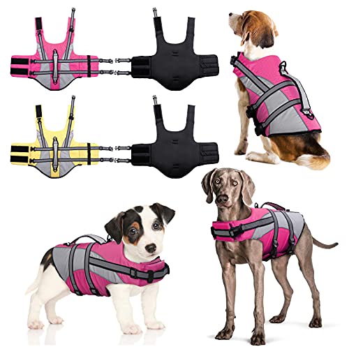 Chaleco Salvavidas Ajustable para Perro, Chaleco de natación para Perro, Chaleco de Seguridad antidesgarro, con Alta flotabilidad y Mango de Rescate Duradero para Perros pequeños, medianos y Grandes