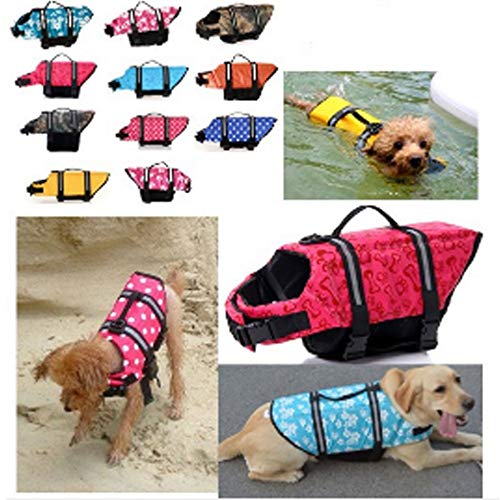 Chaleco Salvavidas Mascota Reflectante Chaleco De Seguridad Acuática Ahorro Ayuda Swim Perrito hacia El Exterior Ajustable con La Manija De Rescate para Pequeñas, Medianas Y Grandes Perros