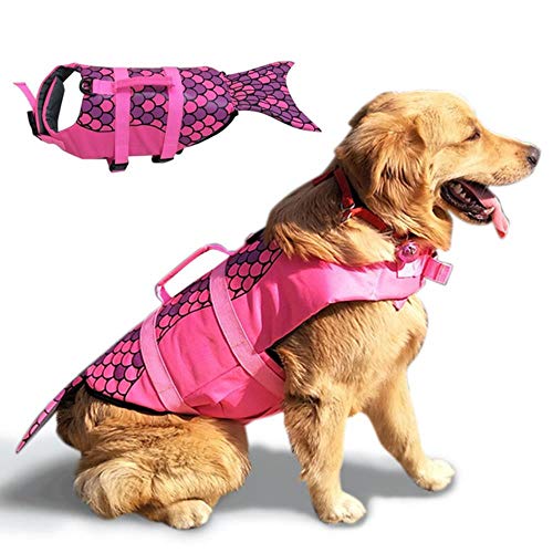 Chaleco Salvavidas Perro Chaleco Salvavidas Para Perro Mascota Diseño De Tiburón Sirena Ropa Chaleco Salvavidas Cuello Arnés Ahorrador Perro De Natación Preserver Traje De Baño De Verano, Estilo 2, L