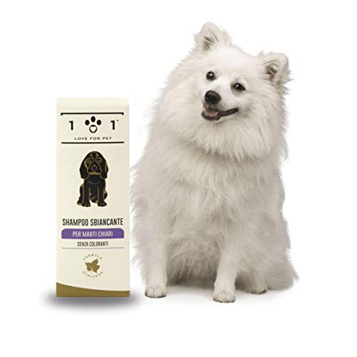 Champú blanqueador Natural para Perros, 250ml - para Pelaje Gris o Blanco - Adecuado para Perros con Pelo Largo o Corto como maltés, caniches, Bichon Frise, shih tzu, etc - Linea 101