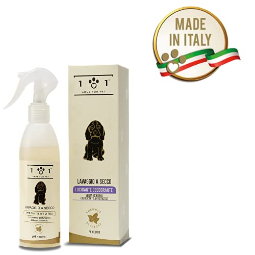 Champù en Seco Natural para Perros, 250 ml - Sin Necesidad de Agua ni Aclarado - con Ingredientes de Origen Vegetal - Apto para Todos los Tipos de Pelo, Linea 101