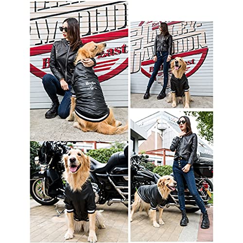 Chaqueta De Cuero Ropa para Perros Grandes, Primavera Y Otoño Shiba Inu Labrador Samoyedo Abrigo De Perro Negro Mediano Grande A Prueba De Agua Chaqueta De Perro (tamaño : 6XL-(25-30kg))