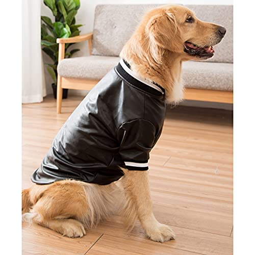 Chaqueta De Cuero Ropa para Perros Grandes, Primavera Y Otoño Shiba Inu Labrador Samoyedo Abrigo De Perro Negro Mediano Grande A Prueba De Agua Chaqueta De Perro (tamaño : 6XL-(25-30kg))