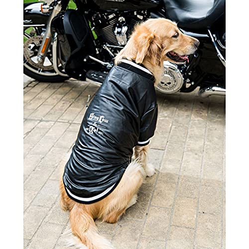 Chaqueta De Cuero Ropa para Perros Grandes, Primavera Y Otoño Shiba Inu Labrador Samoyedo Abrigo De Perro Negro Mediano Grande A Prueba De Agua Chaqueta De Perro (tamaño : 6XL-(25-30kg))