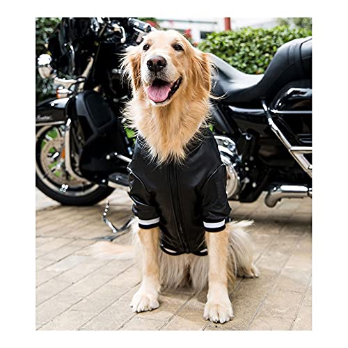 Chaqueta De Cuero Ropa para Perros Grandes, Primavera Y Otoño Shiba Inu Labrador Samoyedo Abrigo De Perro Negro Mediano Grande A Prueba De Agua Chaqueta De Perro (tamaño : 6XL-(25-30kg))