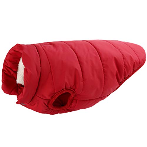 Chaqueta de invierno de forro polar para perros pequeños y medianos grandes, abrigo de lana, abrigo cálido térmico para mascotas grueso, ropa cómoda, chaleco grueso para perros (L, rojo)