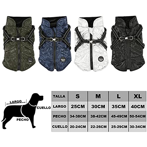 Chaqueta para Perros Invierno Abrigos para Perros Pequeño Mediano Prueba de Viento con Anilla para Arnés - Estilo A, Negro, S