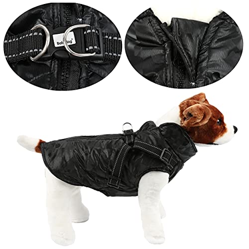 Chaqueta para Perros Invierno Abrigos para Perros Pequeño Mediano Prueba de Viento con Anilla para Arnés - Estilo A, Negro, S