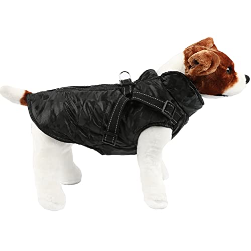 Chaqueta para Perros Invierno Abrigos para Perros Pequeño Mediano Prueba de Viento con Anilla para Arnés - Estilo A, Negro, S