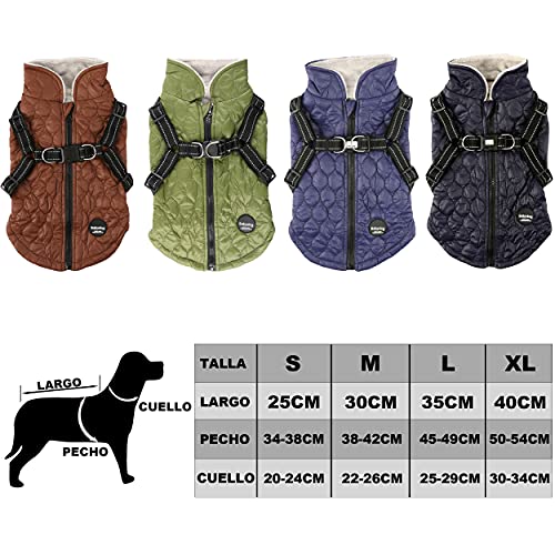 Chaqueta para Perros Invierno Abrigos para Perros Pequeño Mediano Prueba de Viento con Anilla para Arnés - Estilo B, Azul, M