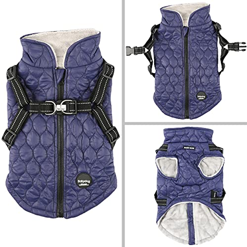 Chaqueta para Perros Invierno Abrigos para Perros Pequeño Mediano Prueba de Viento con Anilla para Arnés - Estilo B, Azul, S