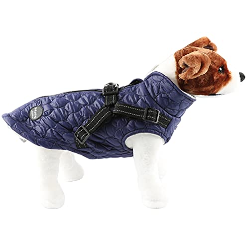 Chaqueta para Perros Invierno Abrigos para Perros Pequeño Mediano Prueba de Viento con Anilla para Arnés - Estilo B, Azul, S