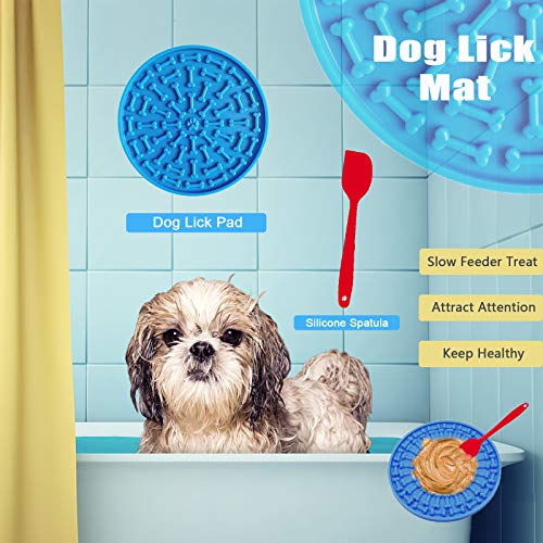 Charfia Almohadilla para Lamer, Almohadilla Lamer de Perros para Ducha con espátula, Pet Lick Mat Compañero de Ducha para Mascotas para Gato Perro, Fuerte succión (Blue)