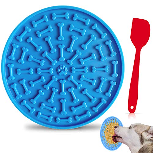 Charfia Almohadilla para Lamer, Almohadilla Lamer de Perros para Ducha con espátula, Pet Lick Mat Compañero de Ducha para Mascotas para Gato Perro, Fuerte succión (Blue)