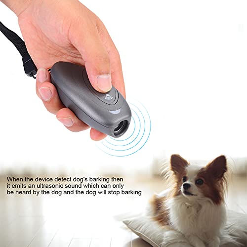 CHENQIAN Dispositivo ultrasónico Inteligente para Perros, Dispositivo antiladridos, Control de Entrenador de ladridos portátil, Interior, Exterior, Gris Oscuro