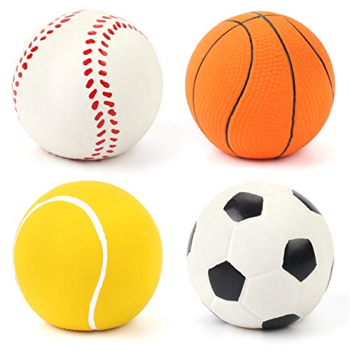 Chiwava 3PCS 2.7 '' Squeak Latex Dog Toy Calcio Mastica Fetch Throw Ball per gioco interattivo Medium Dogs