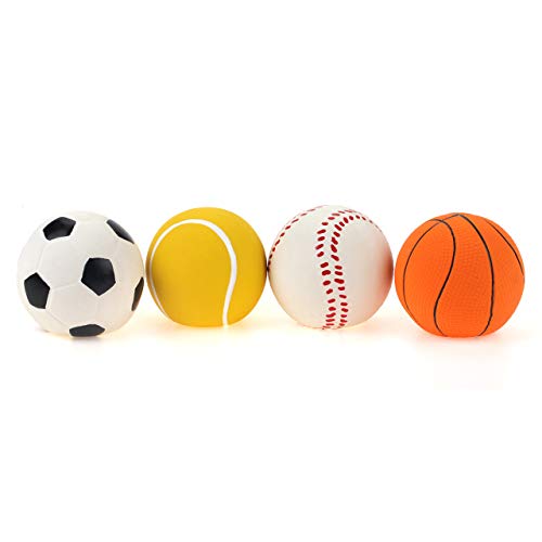 Chiwava 3PCS 2.7 '' Squeak Latex Dog Toy Calcio Mastica Fetch Throw Ball per gioco interattivo Medium Dogs