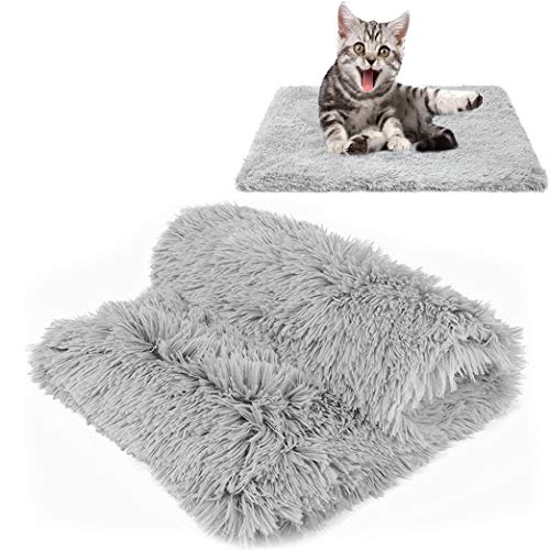 CHMMY Esponjosas Felpa Mantas para Camas para Perro Gato Colchón Doble Lado Manta para Mascotas Suave y Linda Cálido Manta Lavable Sofá y Vehículos de Colchón para Gatos y Perros(Gris S: 36 * 56 cm)