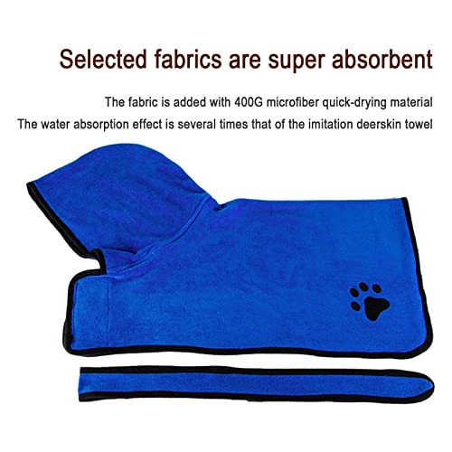 CHUANGRUN Albornoz para Perros Albornoz Absorbente para Mascotas, Material de Microfibra Secado rápido Albornoz para Perros superabsorbente, Gorro y cinturón Ajustable Ajuste Suave y Duradero