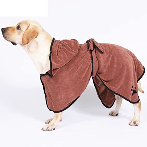 CHUANGRUN Albornoz para Perros Albornoz Absorbente para Mascotas, Material de Microfibra Secado rápido Albornoz para Perros superabsorbente, Gorro y cinturón Ajustable Ajuste Suave y Duradero