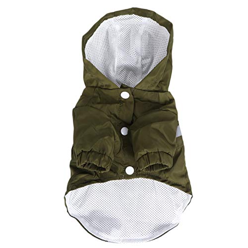 Chubasquero para perros, elegante chaqueta impermeable para perros con capucha y hebilla, ropa ligera y transpirable para perros para caminar, caminar, viajar (verde, XXL)