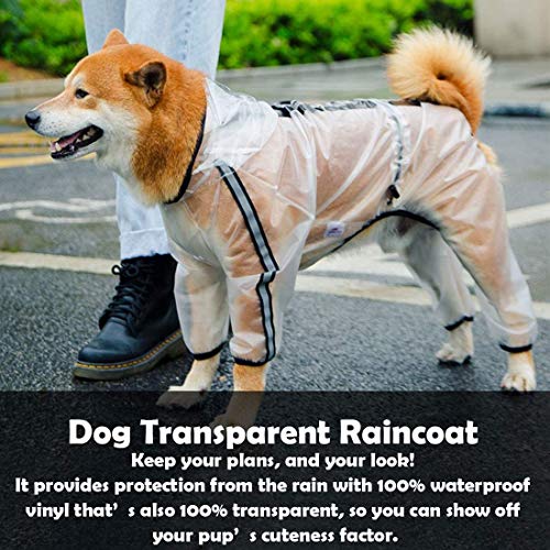 Chubasqueros Impermeables Días de Lluvia Perro Transparente Chaqueta de Lluvia Completa Abrigo Cuatro Patas Poncho Sudaderas con Tira Reflectante (Color : Black, Size : XL)