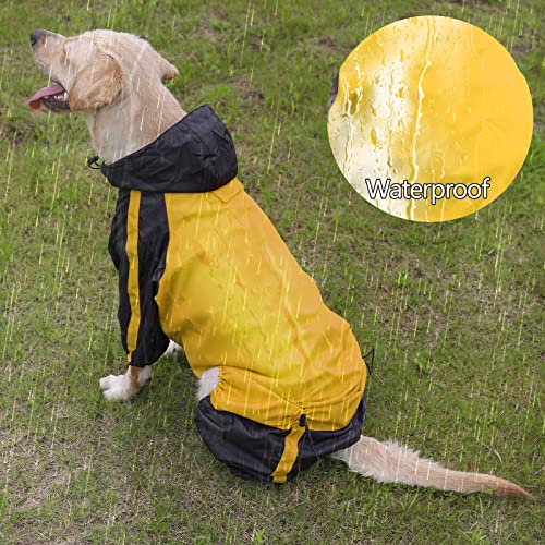 Chubasqueros para perros impermeables, con capucha para perros, poncho de lluvia para exteriores ligero y ajustable para ropa de lluvia para perros pequeños y medianos, color amarillo