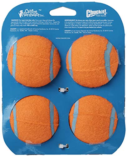 Chuckit Tennis Ball, 4 Pelotas para Perros Compatible con el Lanzador, Naranja, M