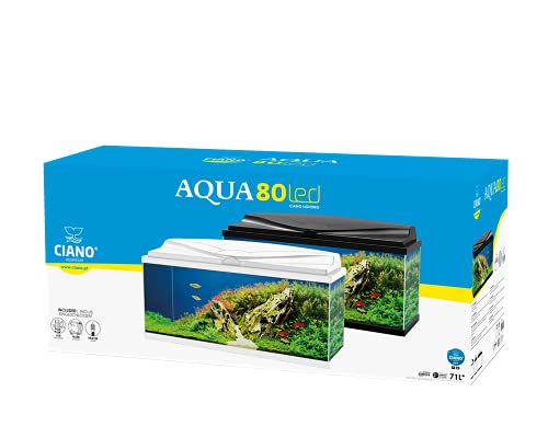 Ciano Acuario de cristal tropical con 80 LED, incluye filtro, luces