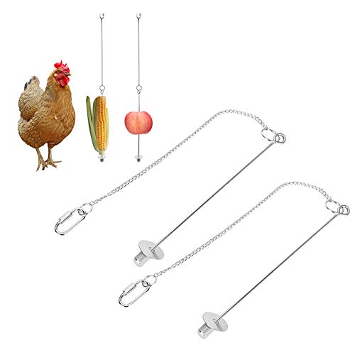 Cikonielf 2 uds, Pollo para Mascotas, Acero Inoxidable, Frutas, Verduras, maíz, Tenedor, Herramienta de Comida, alimentador Colgante para gallinas y pájaros