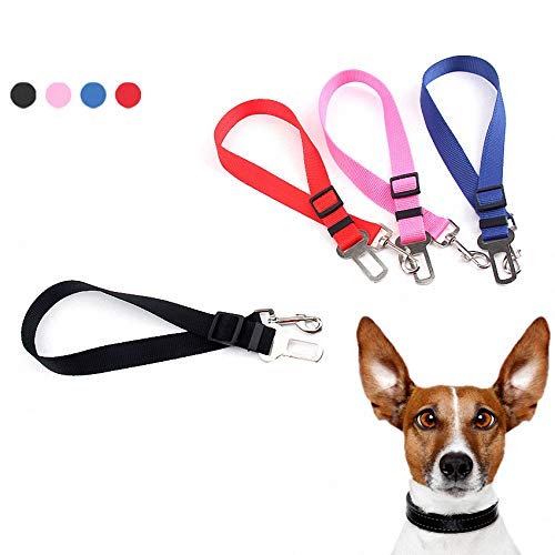 Cinturón de seguridad para perros para coche y perros, cinturón de seguridad ajustable, correa de seguridad para perros, gatos, tejido de nailon, color negro