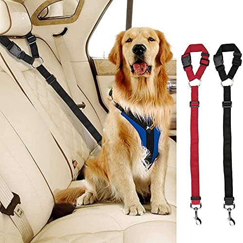 Cinturones de Seguridad para Coche, 2pcs de Correas Ajustables para reposacabezas de Coche, arnés para cinturón de Seguridad para Mascotas, Gatos, Perros