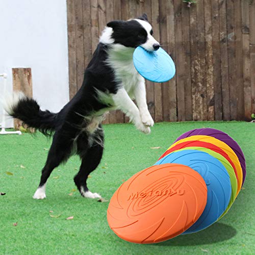 CINY Juego de 6 Juguetes de Goma para Perro, Disco Volador de Perro, 18 cm Frisbees, Juguete Volante para Perros, para lanzar Juguetes para Mascotas Tanto para la Tierra como para el Agua (Colorido)