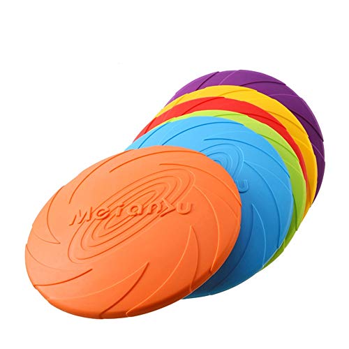 CINY Juego de 6 Juguetes de Goma para Perro, Disco Volador de Perro, 18 cm Frisbees, Juguete Volante para Perros, para lanzar Juguetes para Mascotas Tanto para la Tierra como para el Agua (Colorido)