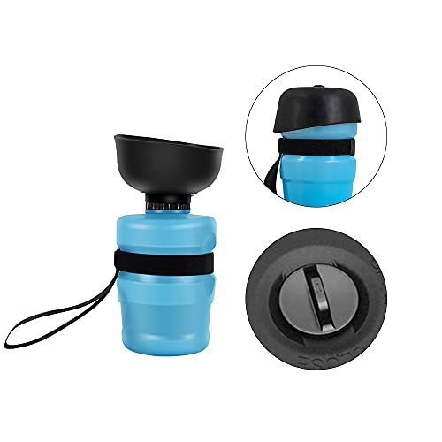 CJBIN Botella Agua Perro, Botella Plegable 520ml Bebedero Perro con Cepillo de Limpieza Bebedero Perro Portatil para Perro Gato Salir, Caminar, Viajar y Hacer Senderismo (Blue)