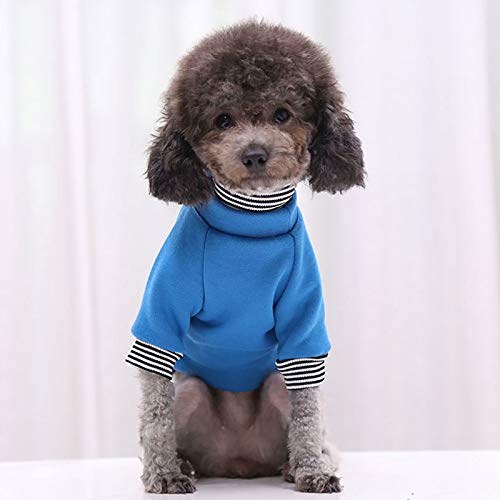 CJFael Perros Sudaderas con Capucha Mascota Cachorro Abrigo Ropa, Suéter De Perro Sin Tapa Traje De Tracción Reflectante Primavera Invierno Ropa Cálida para Mascotas Lago Azul XS