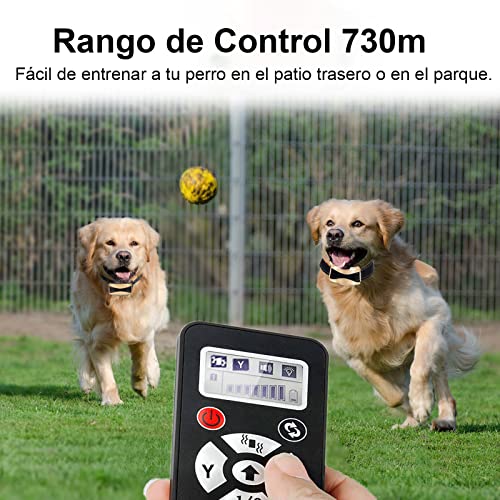 Cmonami Collar adiestramiento para Perros Collar de adiestramiento a Distancia para Perros Recargable con Modo de vibración/automático/Sonido, IP65 Resistente al Agua, hasta 730 Metros de Alcance