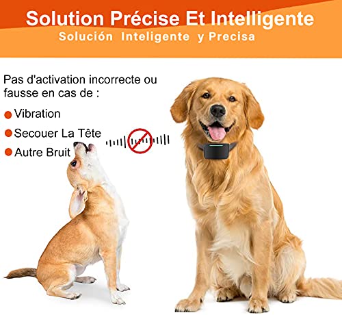 Cmonami collar antiladridos, Collar de Ladridos para Perros con 4 Sensibilidades Ajustables y 3 Modos, Collar Recargable a Resistente al Agua para Perros Pequeños Medianos Grandes - Negro