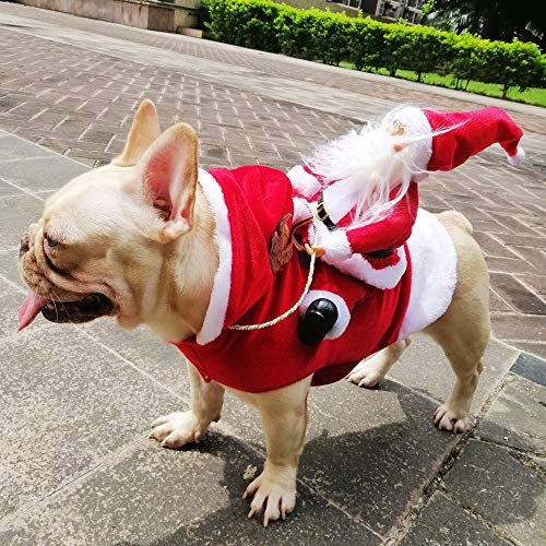 Cnarery Disfraz de Navidad para perro, disfraz de Papá Noel, traje de perro, ropa de Navidad para correr, Papá Noel montando en mascotas para perros de tamaño mediano a grande (XL)