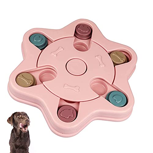 CNMJI Juguete De Alimentación para Perros Duraderos para Perros Dispensador De Golosinas para Mascotas Cuenco De Comida Lenta Juegos Cerebro Mejorar Los Juguetes Estimulación Perros IQ,Rosado