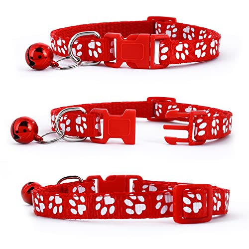 cobee Identity Collar para cachorro, 12 Uds., collares para cachorros con campanas, estampado de pata, collares para cachorros, ajustable, bonito Collar de identificación para mascotas