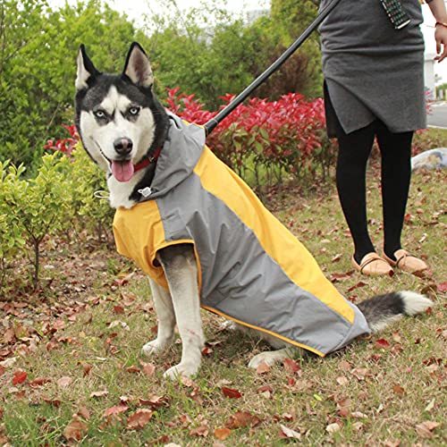 Coincidencia Mediano Grande Perros Chubasqueros Poncho de Lluvia con Banda Reflectante,Abrigo Impermeable Cobertura Total Chaqueta Poncho de Lluvia de Seguridad para Caminar al Aire Libre Amarillo 6