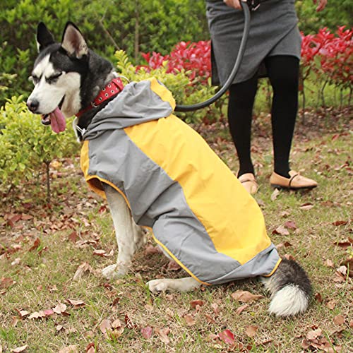 Coincidencia Mediano Grande Perros Chubasqueros Poncho de Lluvia con Banda Reflectante,Abrigo Impermeable Cobertura Total Chaqueta Poncho de Lluvia de Seguridad para Caminar al Aire Libre Amarillo 6