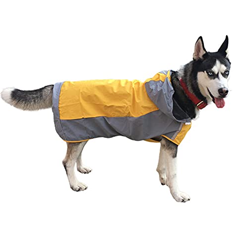 Coincidencia Mediano Grande Perros Chubasqueros Poncho de Lluvia con Banda Reflectante,Abrigo Impermeable Cobertura Total Chaqueta Poncho de Lluvia de Seguridad para Caminar al Aire Libre Amarillo 6